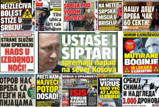 Naslovnice dnevnih novina u Srbiji: Horor, strah, užas, kraj...