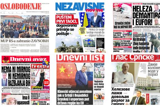 Sedmica u naslovnicama: ZAVNOBiH podijelio, a Helez ujedinio bh. novine