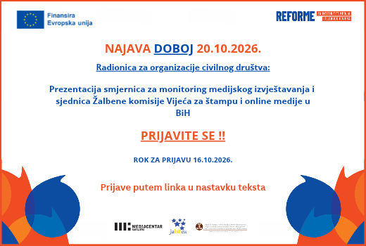 Prezentacija smjernica za monitoring medijskog izvještavanja i sjednica Žalbene komisije Vijeća za štampu i online medije u BiH u Doboju